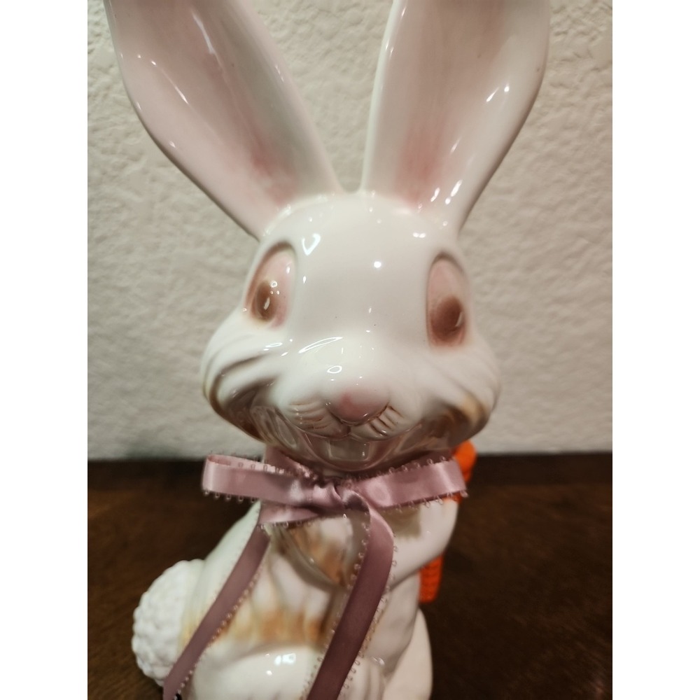 Vintage Ceramic Rabbit Holding A Carrot 14 " - Picture 2 of 9